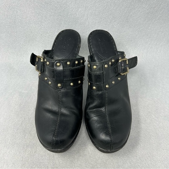 Born Womens Clogs Black Leather Size 9/40.5  Mules Slip On Buckle - Picture 5 of 12